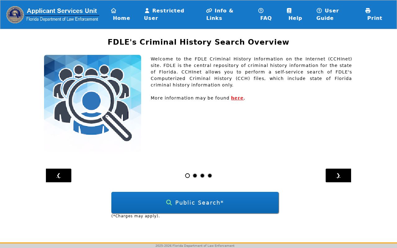 FDLE CCH Internet Florida criminal history name search