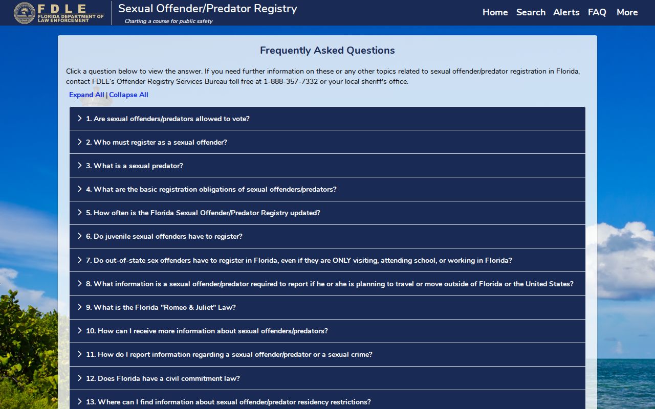 FDLE registry frequently asked questions about alerts and public flyers