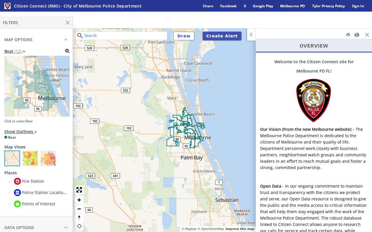Melbourne criminal records Citizen Connect map