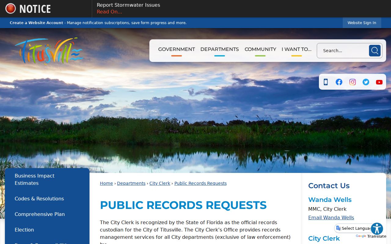Titusville criminal records JustFOIA portal